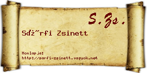 Sárfi Zsinett névjegykártya